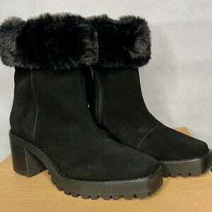 Andre Assous Milana Women's Boots Fur Trim/fold down Water Resistant Suede 6 NEW